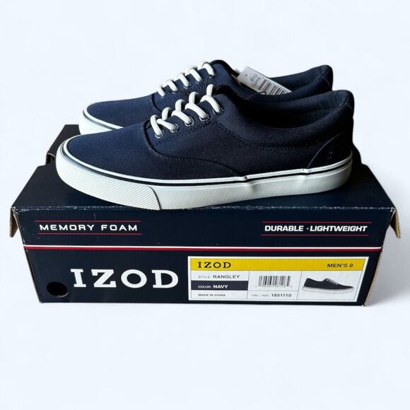 Izod Rangley Men's Lace Up Casual Canvas shoe Memory Foam Navy size 8 - Picture 3 of 8